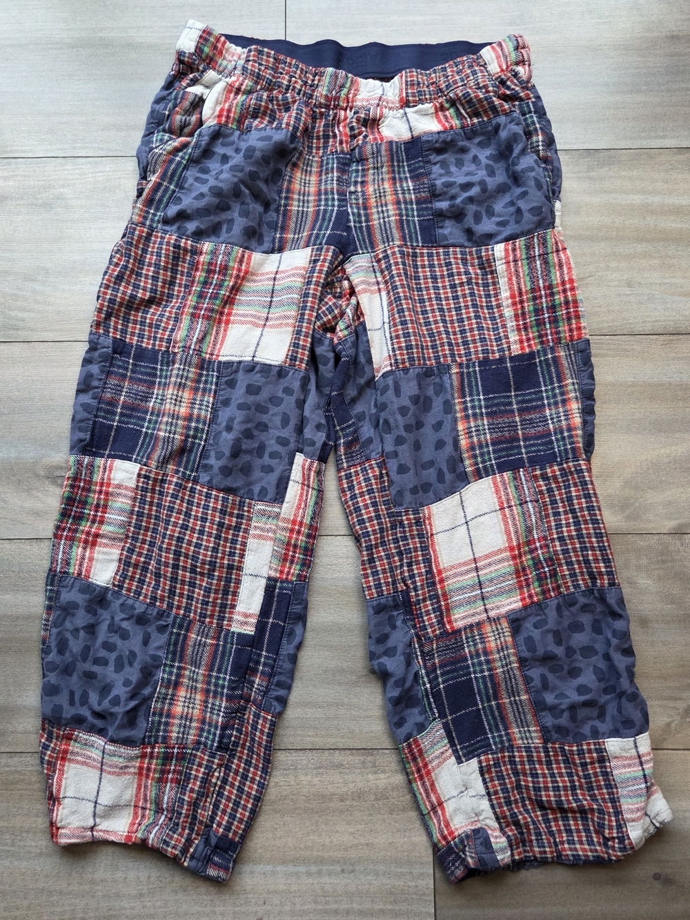 Aerie Plaid Patchwork Pajama in Navy, Red & Cream Size S